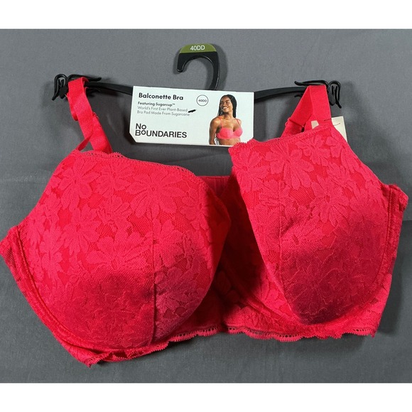No Boundaries Other - No Boundaries Balconette Bra 40DD Melon Delight Pink Lace Sugarcup Underwire NWT
